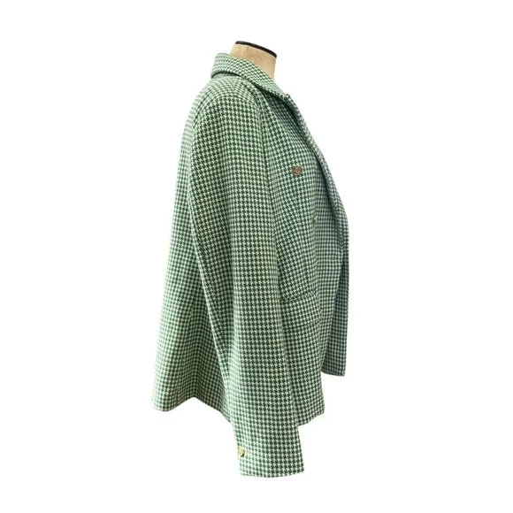 NWOT ENTRO Green Houndstooth Blazer Womens XL - Picture 2 of 9